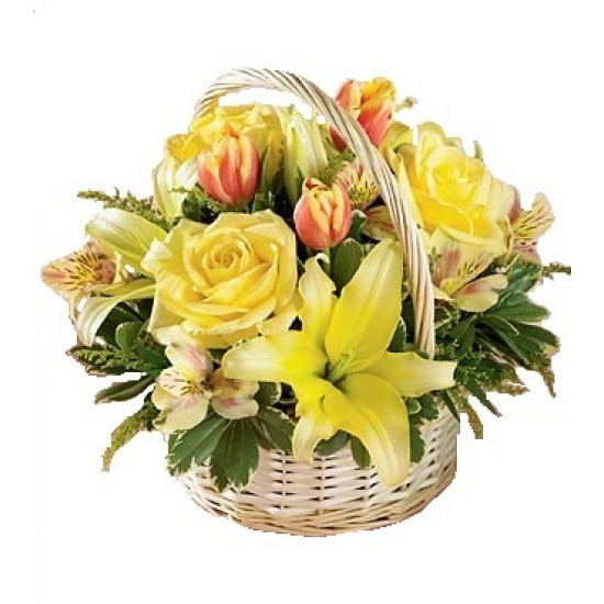 Σύνθεση Κίτρινα Τριαντάφυλλα & Τουλίπες