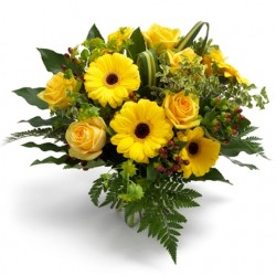 Κίτρινη Ζέρμπερα & Κίτρινο Τριαντάφυλλο